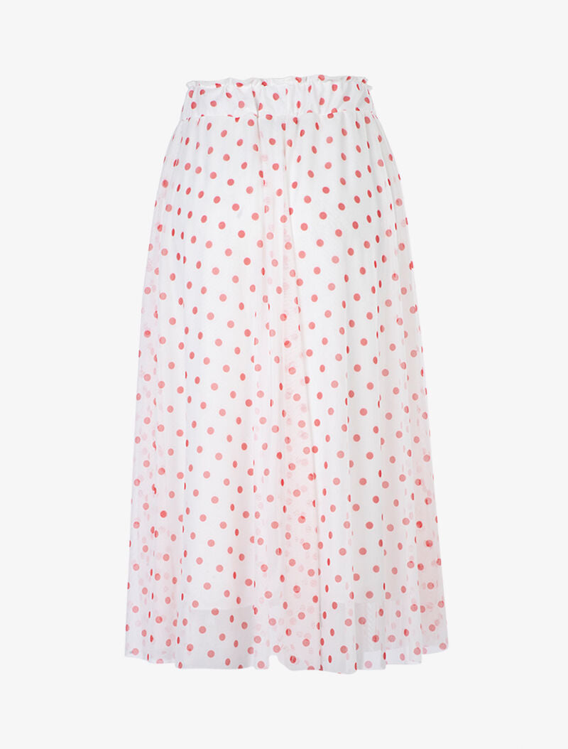 Jupe midi à imprimé pois - blanc - 2