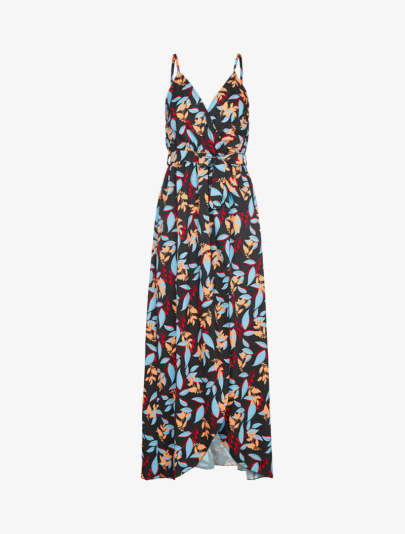 Robe portefeuille fleurie - noir - 1