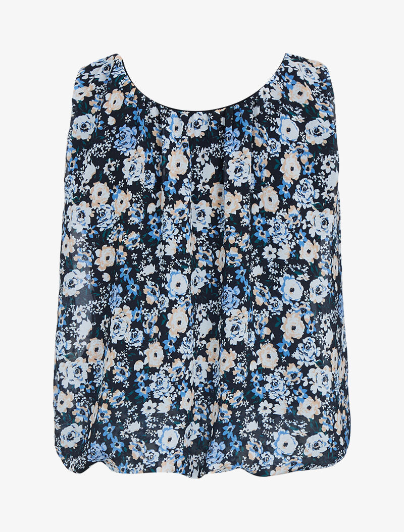 Top boule à imprimé floral - bleu - 2