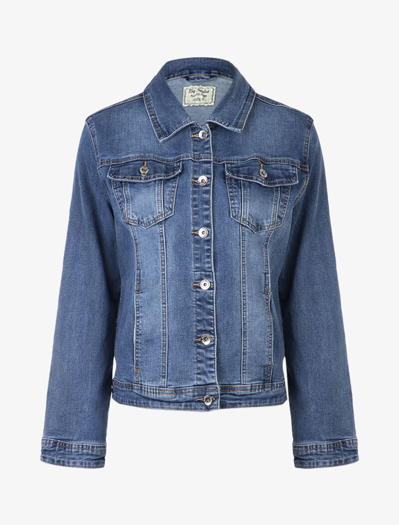 Veste droite en jean basique - bleu denim - 3