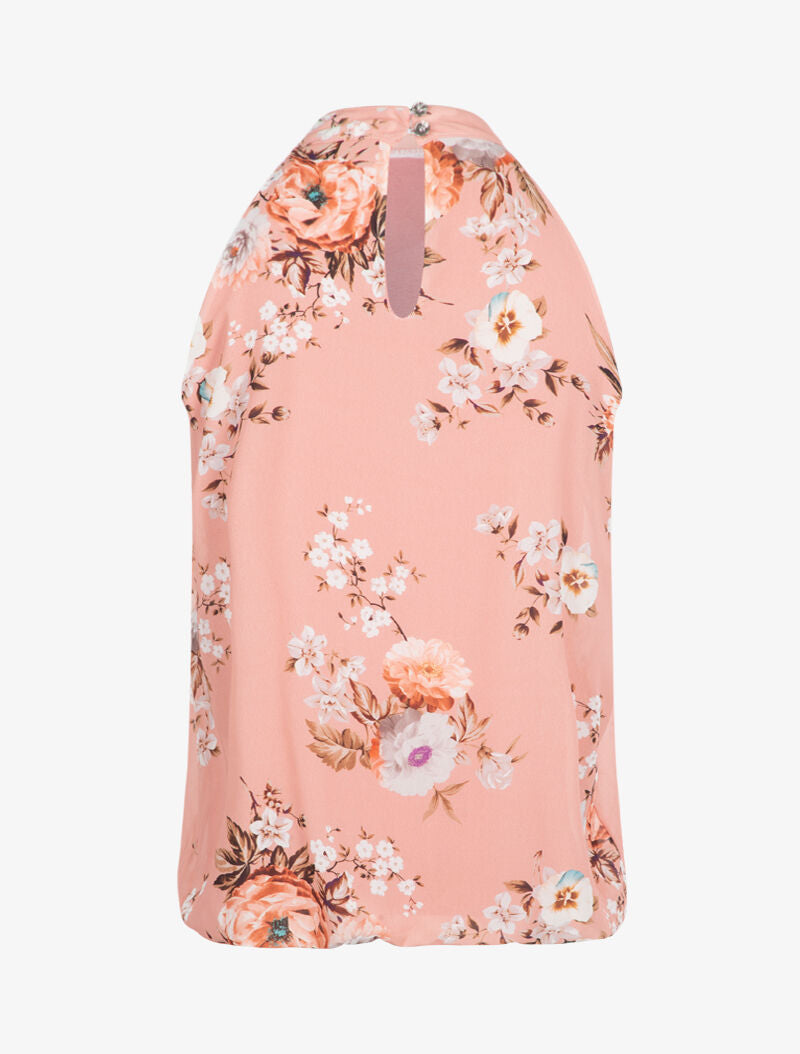 Top boule à imprimé floral - rose - 2