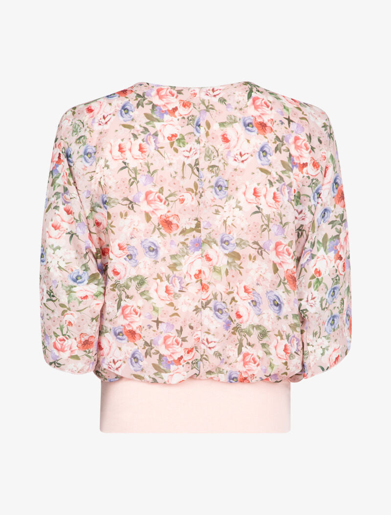 Top à imprimés et zip contrastant - rose - 2