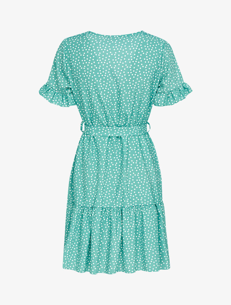 Robe trapèze à pois - turquoise - 3