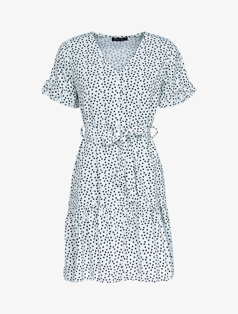 Robe trapèze à pois - blanc - 2