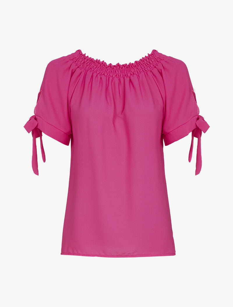 Top bardot en voile - fushia - 2