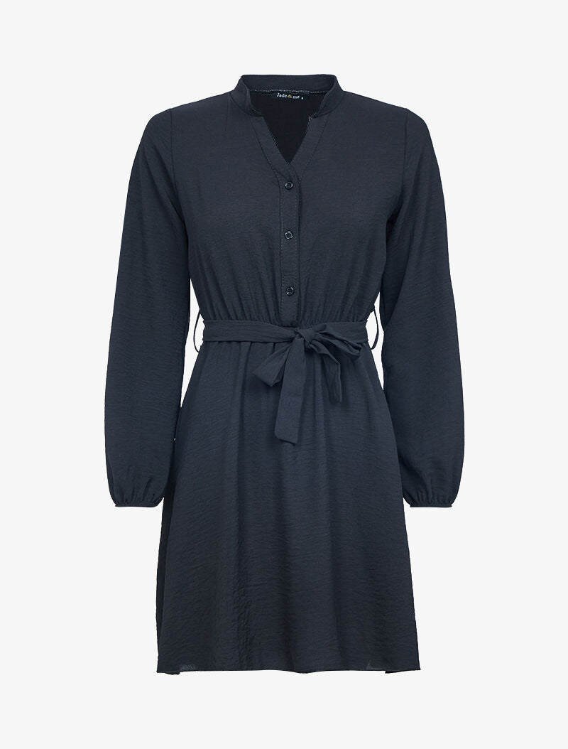 Robe patineuse à col mao - noir - 1