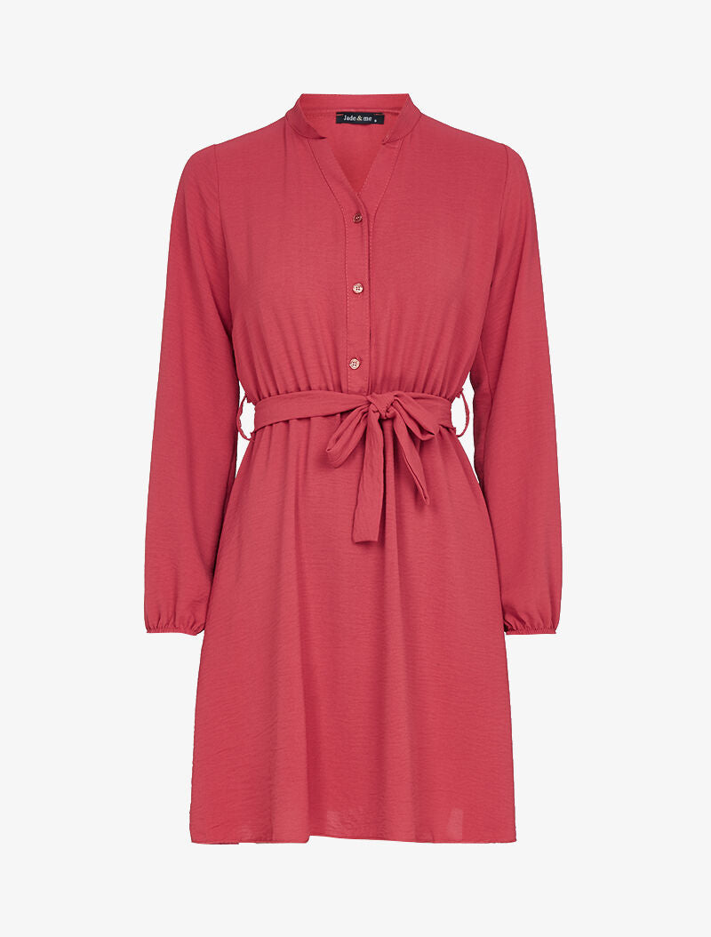 Robe patineuse à col mao - rouge - 1