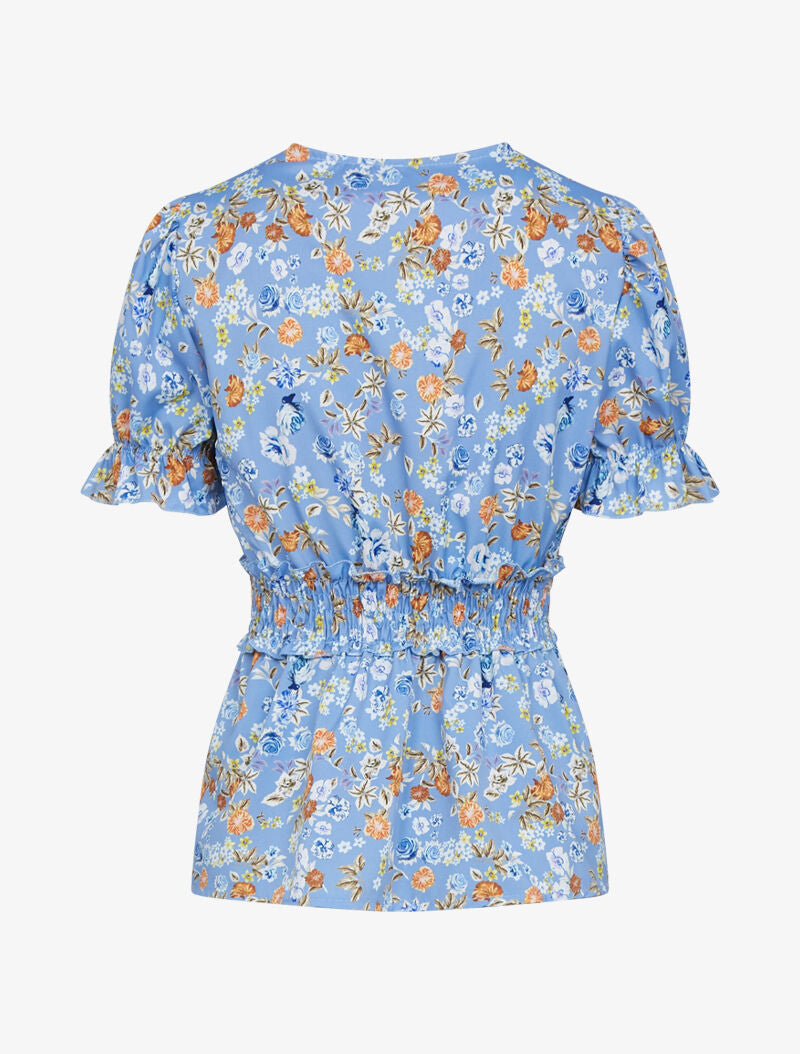Chemisier péplum à fleurs - bleu ciel - 3
