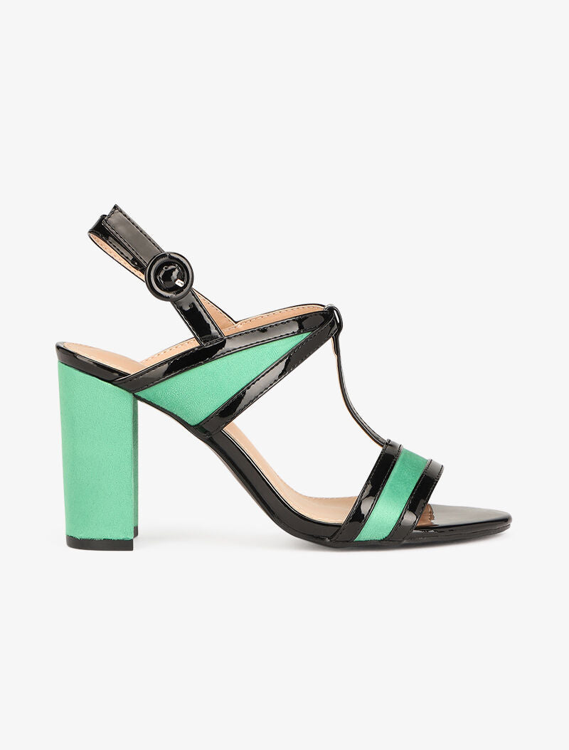 Sandales bimatière à bride en T - vert/noir - 2