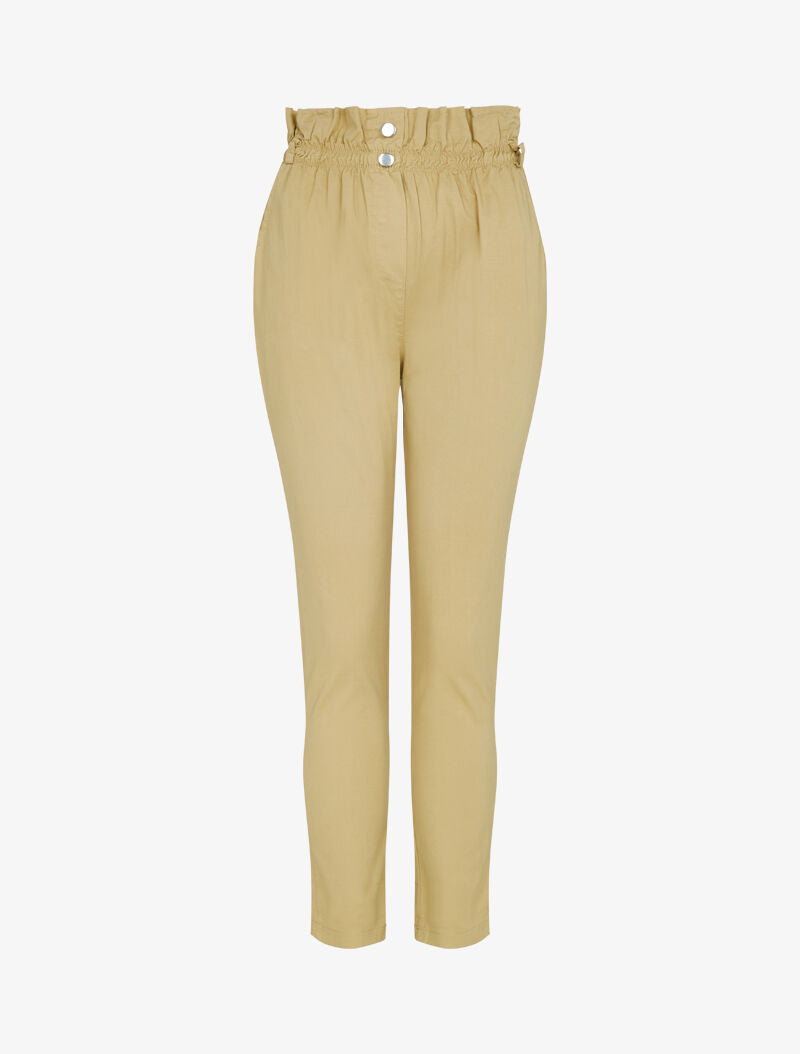 Pantalon uni coupe carotte - camel - 1