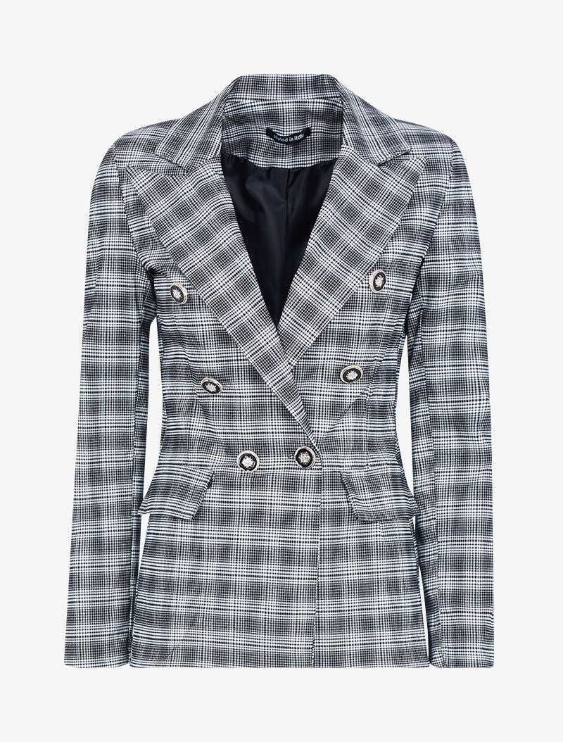 Blazer coupe droite à imprimés - noir/blanc - 1