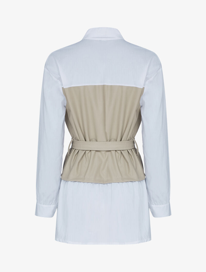 Tunique style chemise à buste simili - beige - 2