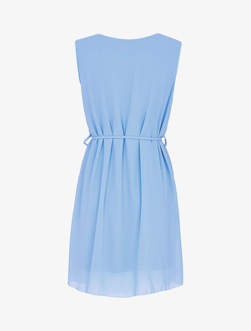 Robe coupe trapèze à col bijou - bleu ciel - 3