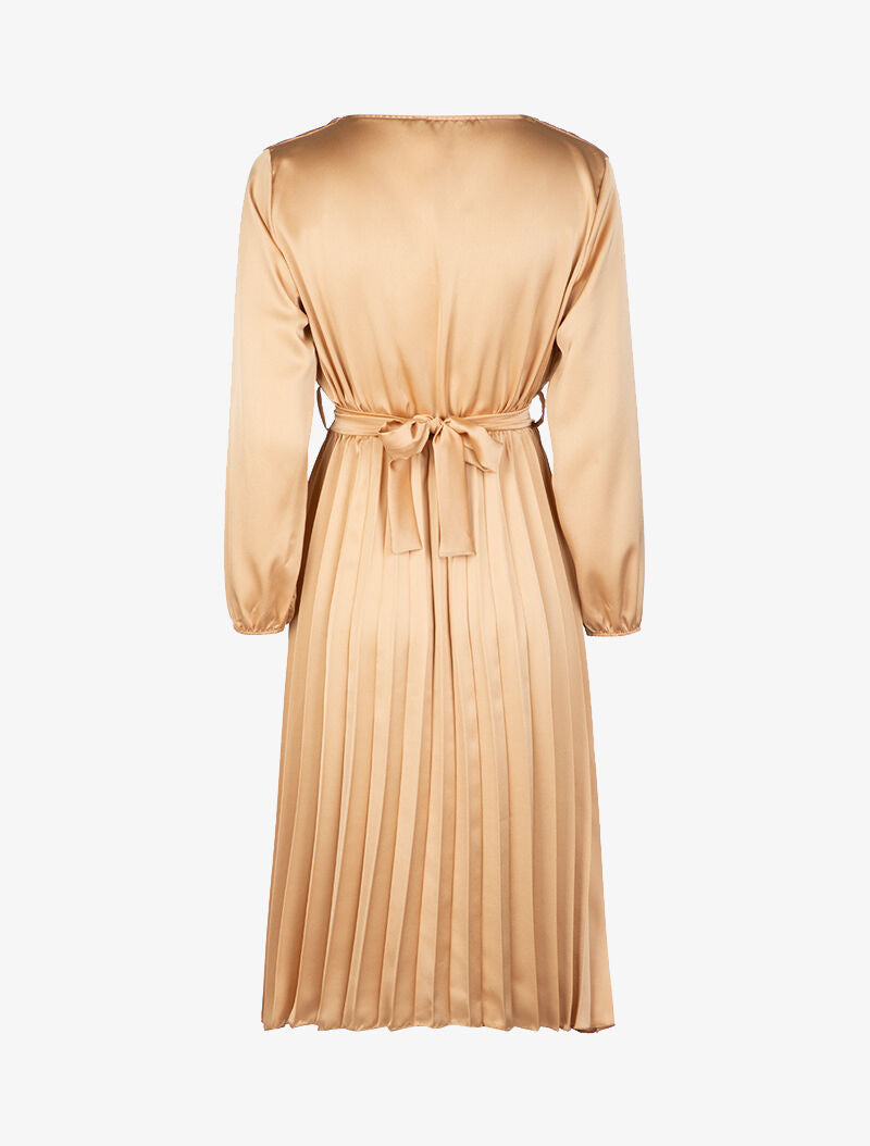 Robe satinée à bas gaufré - or - 2