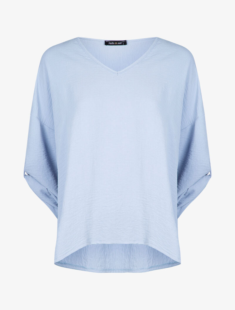 Tunique ample à dos plus long - bleu ciel - 2