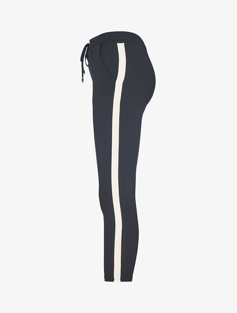 7/8-Hose mit schimmernden Streifen - schwarz/gold
