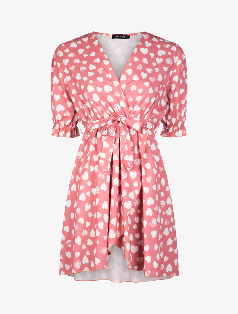 Robe patineuse à imprimés - rose - 1