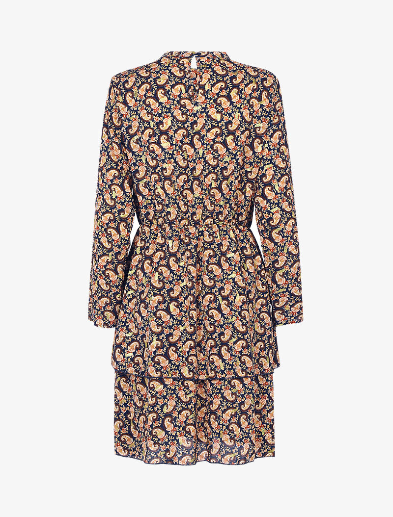 Robe à imprimé baroque et fleurs - marine - 2