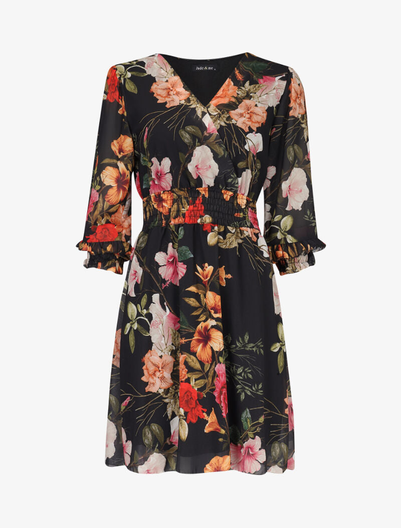 Robe patineuse à imprimés - noir - 1