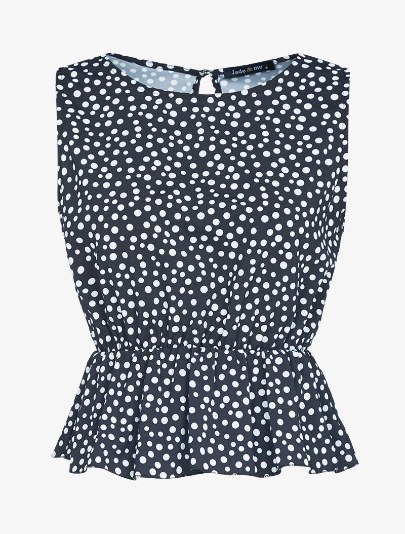 Crop top volanté à imprimés - noir - 1