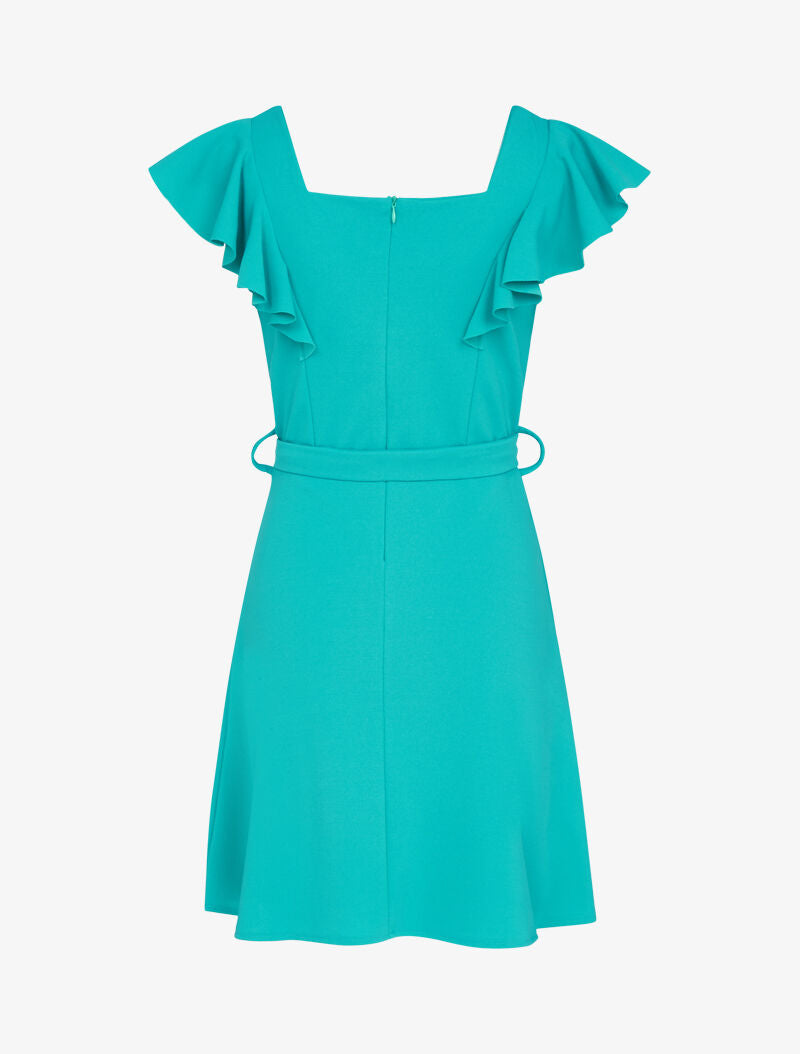 Robe patineuse à boutons contrastants - turquoise - 2