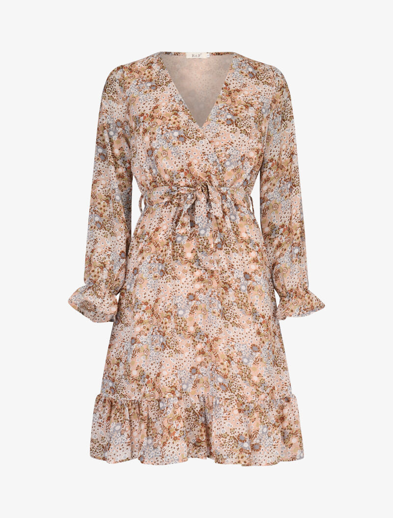Robe bohème patineuse imprimé floral - beige - 1