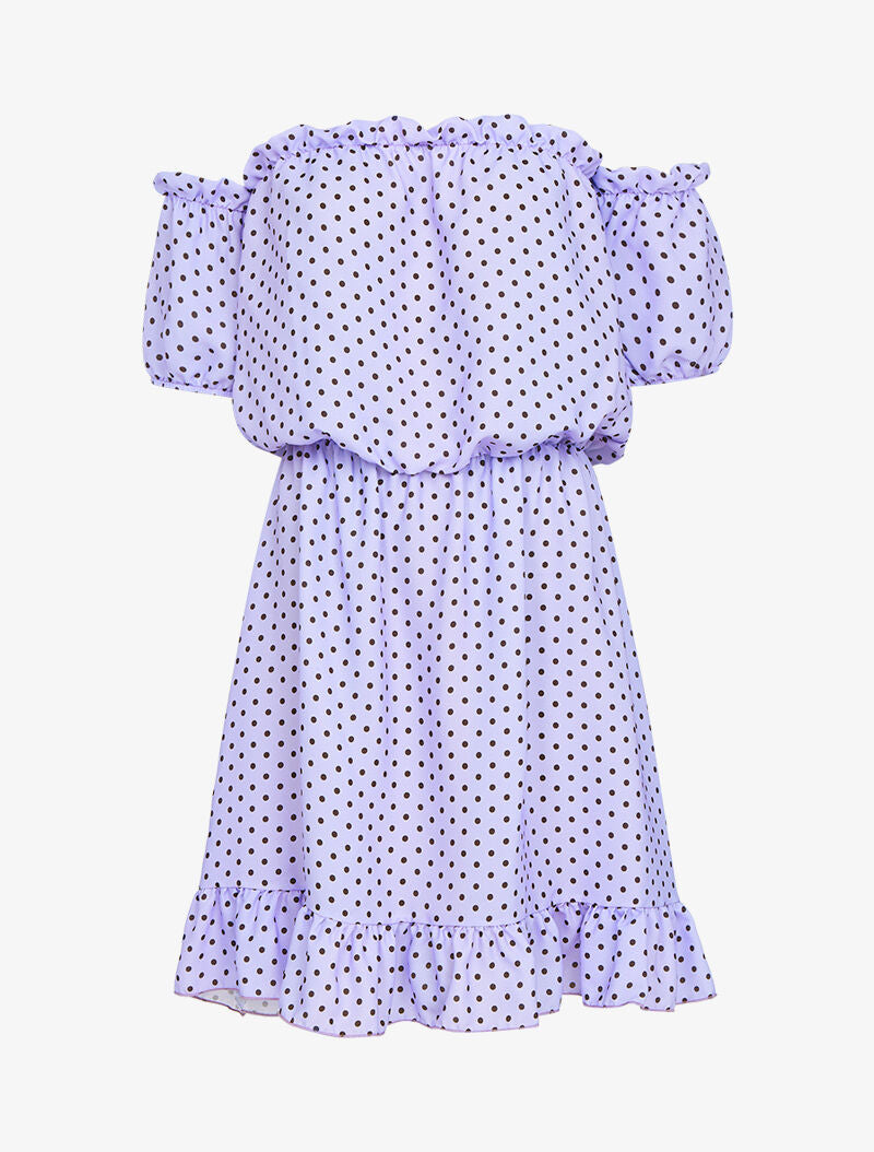 Robe à pois et volants - lilas - 2