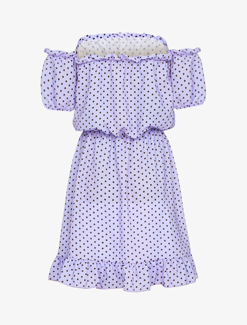 Robe à pois et volants - lilas - 3