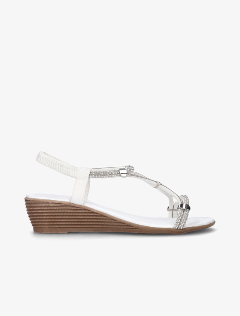 Compensées à lanières ornées de strass - blanc - 2