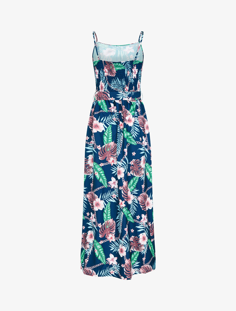 Robe à imprimés floral et chaînes - marine - 2