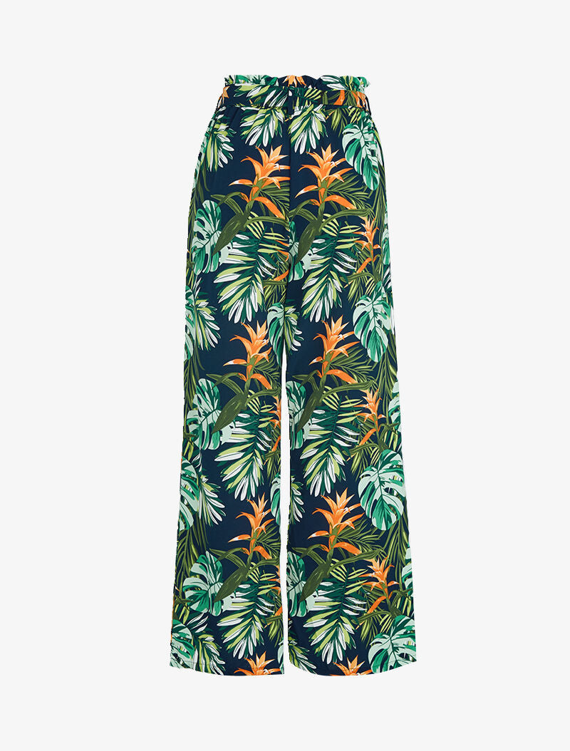 Pantalon fluide à imprimé tropical - marine - 2