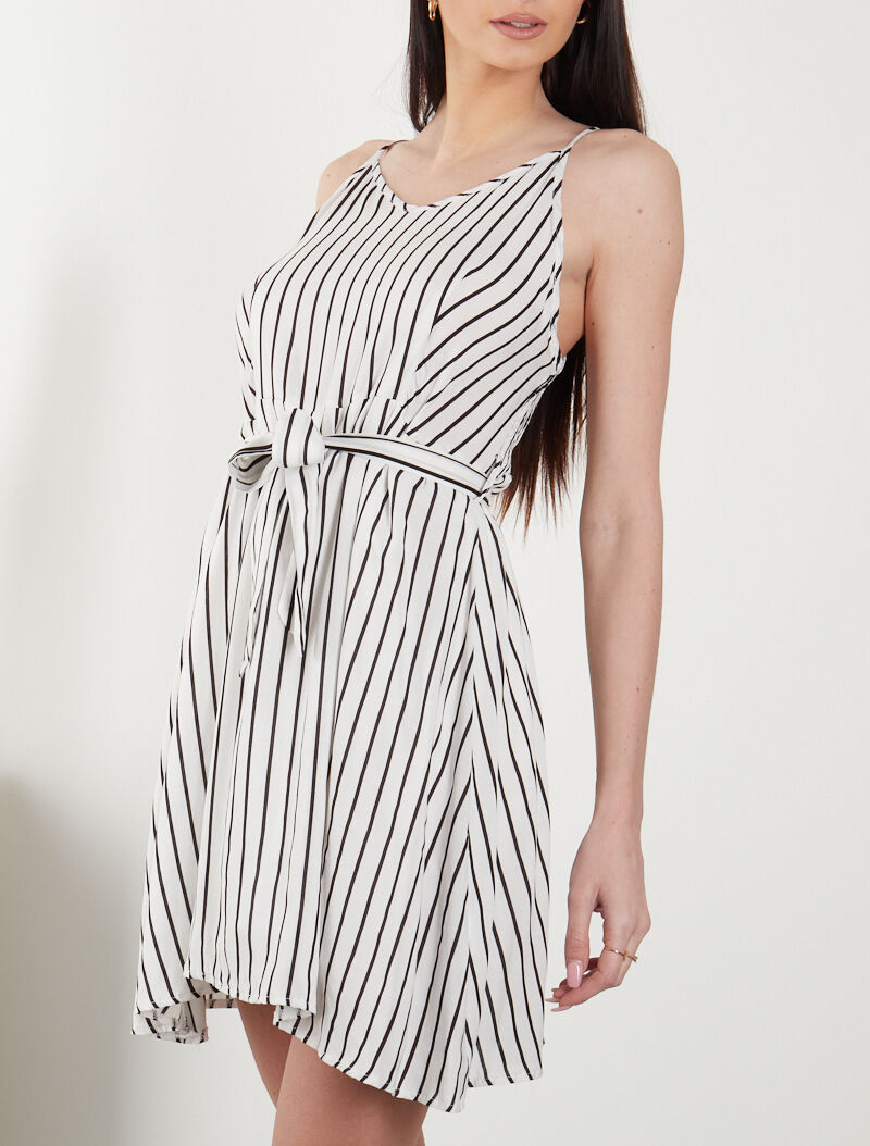 Robe à imprimé rayures - ecru - 3