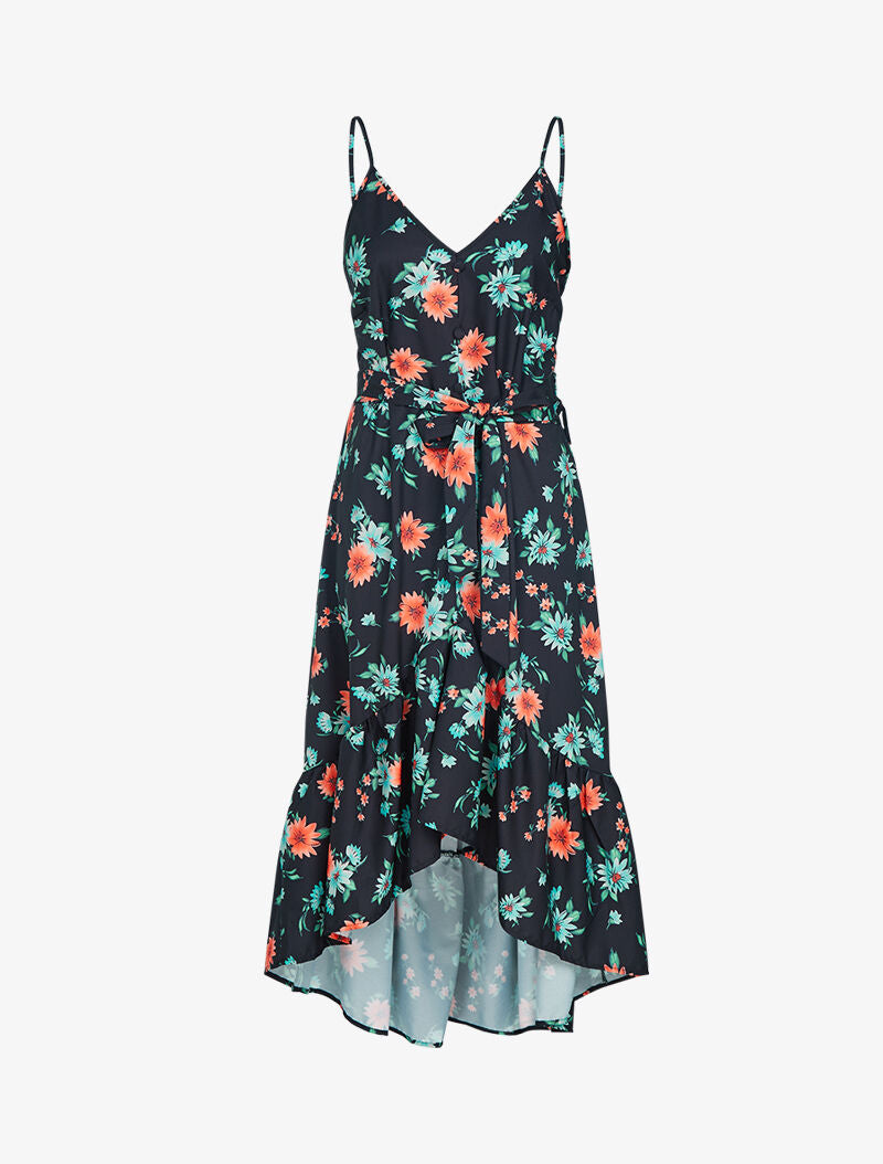 Robe asymétrique à imprimés - noir - 1