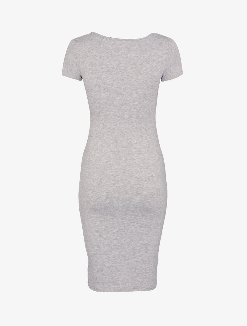 Robe basique à manches courtes - gris clair chiné - 2