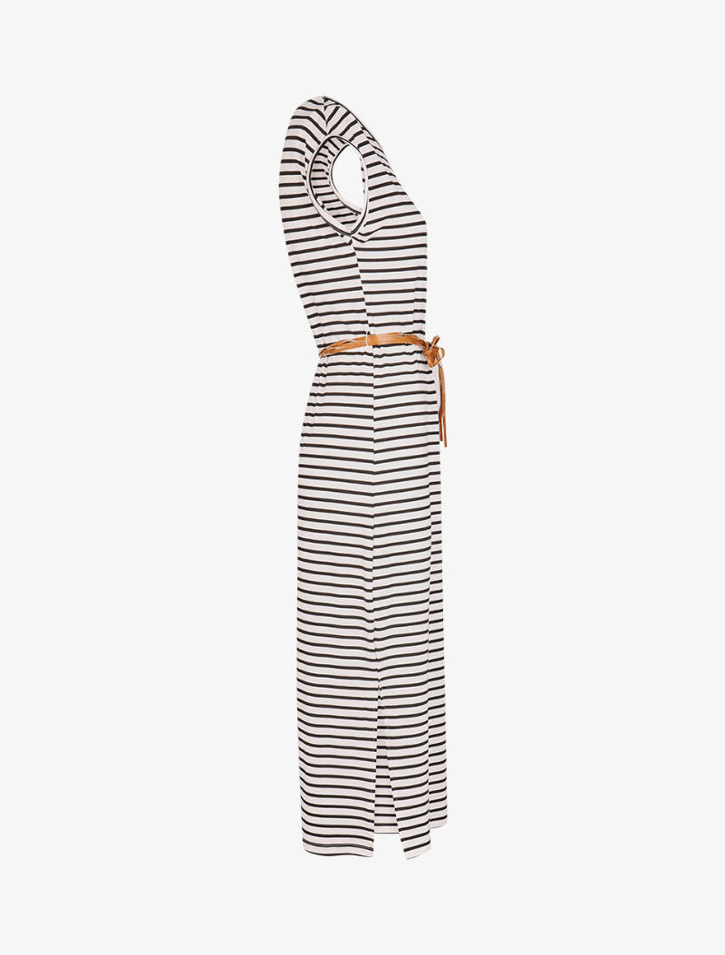 Robe droite marinière à côtés fendus - blanc - 3