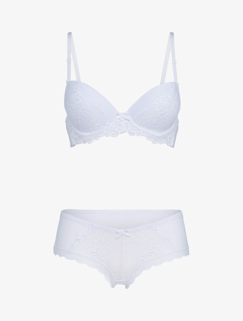 Ensemble emboitant en résille et dentelle - blanc - 3