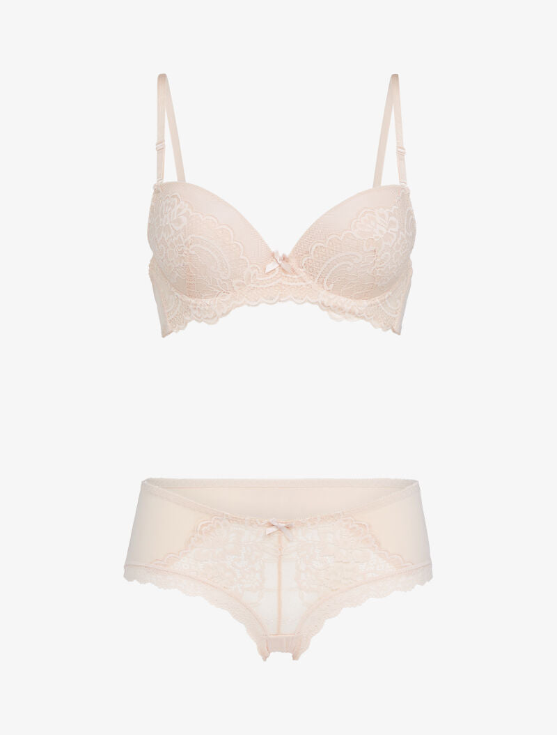 Ensemble emboitant en résille et dentelle - nude - 3