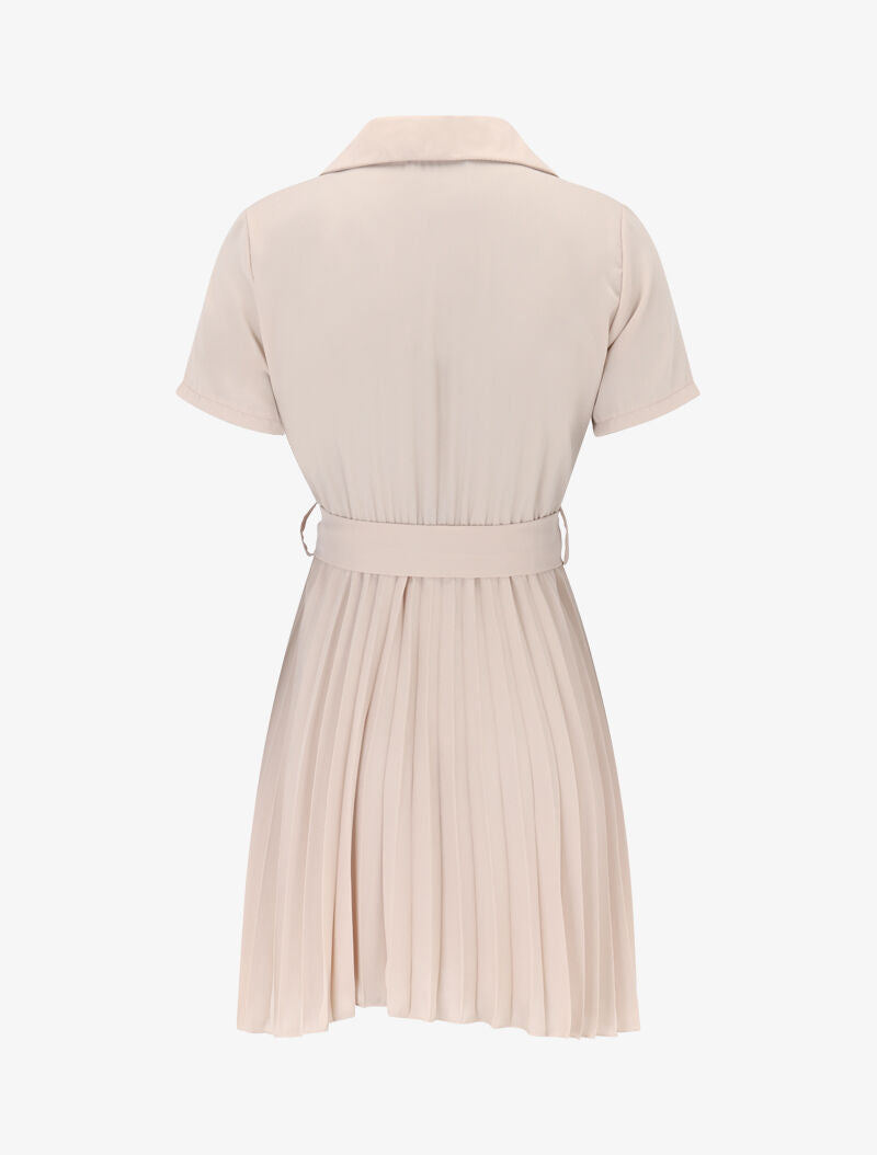 Robe chemise à bas gaufré - beige - 3
