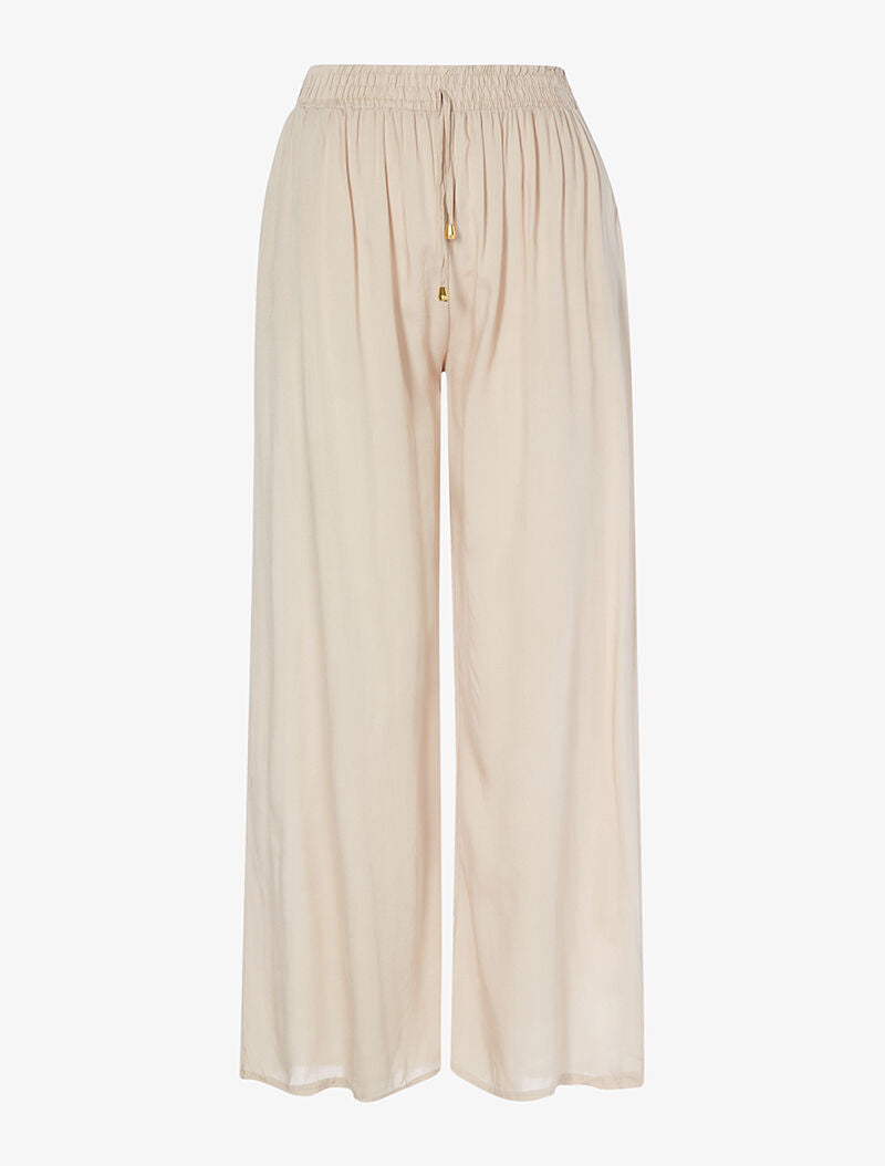 Pantalon fluide uni - taupe - 1