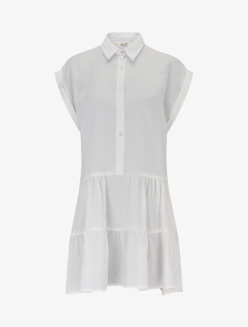 Robe courte coupe carrée style chemise - blanc - 1