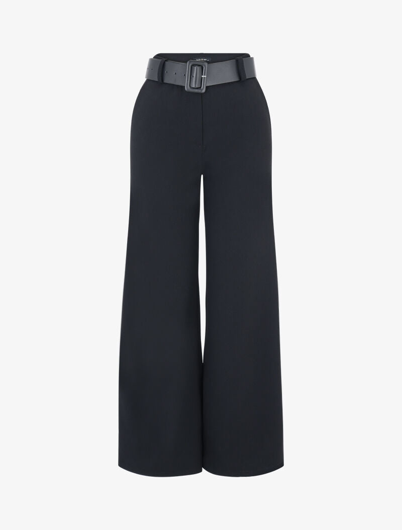 Pantalon flare ceinturé - noir - 3