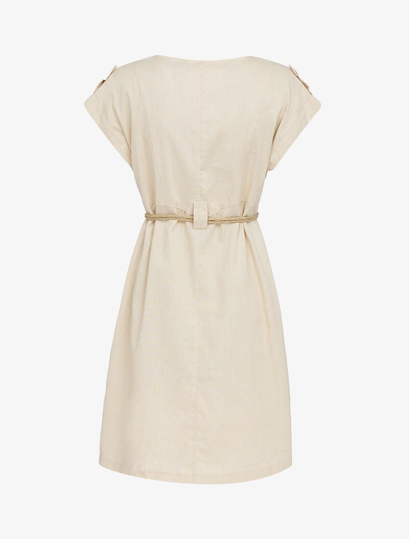 Robe trapèze à col carré - beige - 2