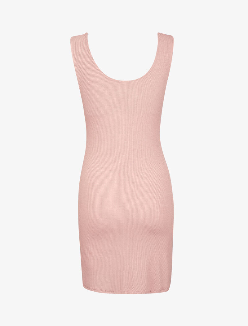Robe côtelée à encolure torsadée - rose - 2