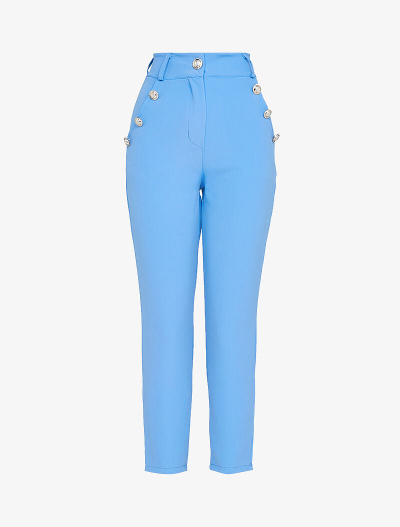 7/8 Hose mit dekorativen Knöpfen - Himmelblau