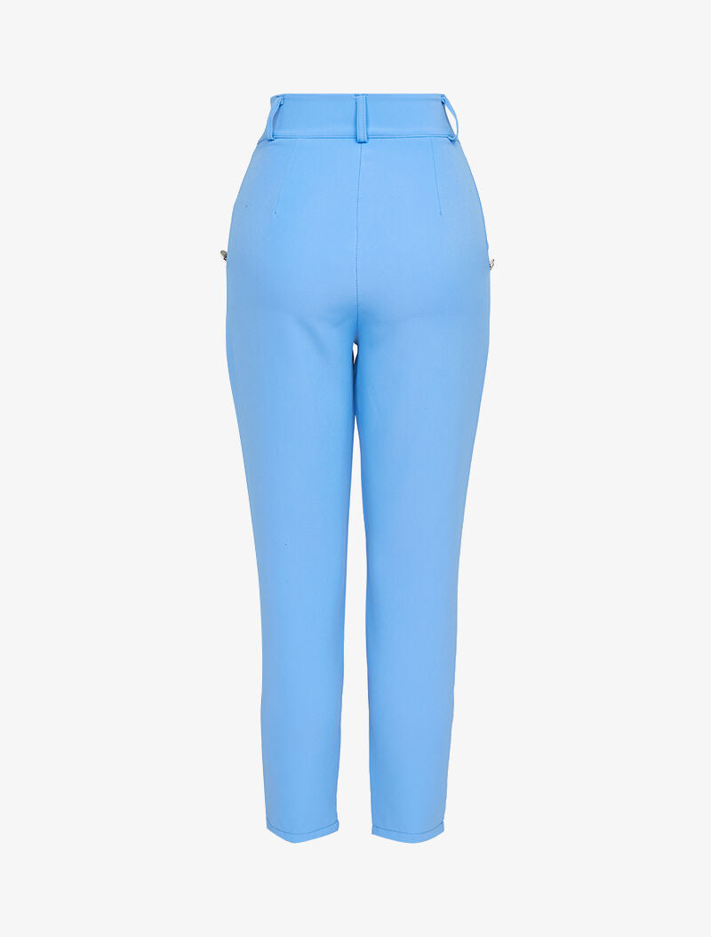 7/8 Hose mit dekorativen Knöpfen - Himmelblau