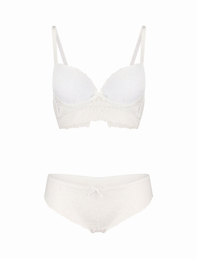 Ensemble à large bande dentelle - blanc - 1