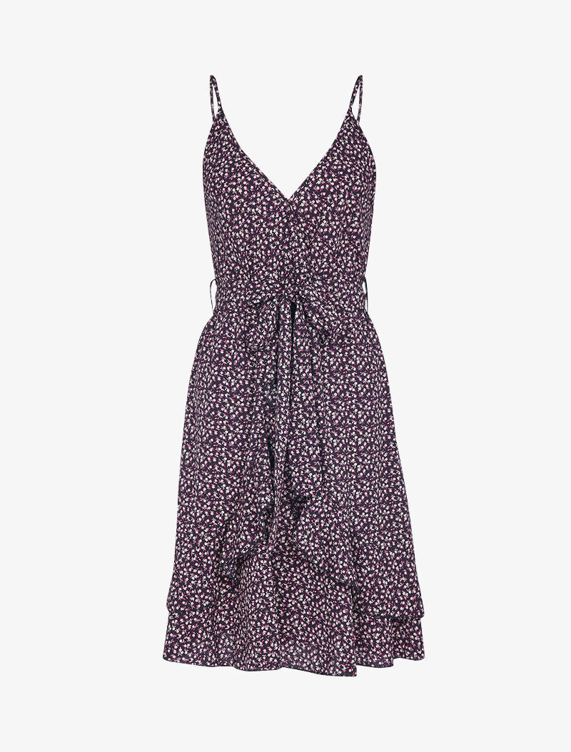 Robe effet cache coeur et à volants - noir - 1