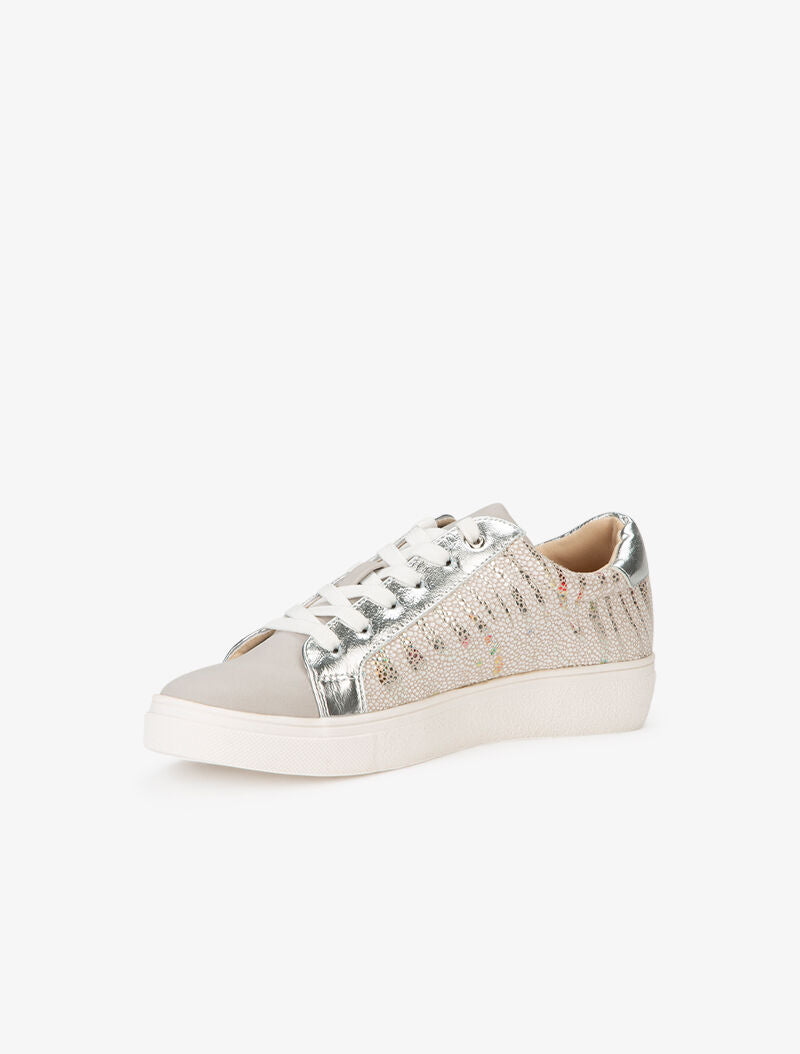 Sneakers à zébrures brillantes et gomme - argent - 3