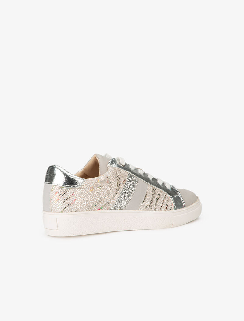 Sneakers à zébrures brillantes et gomme - argent - 4