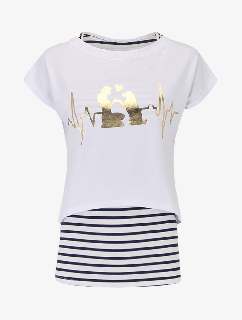 Ensemble débardeur marinière et crop top - blanc - 4